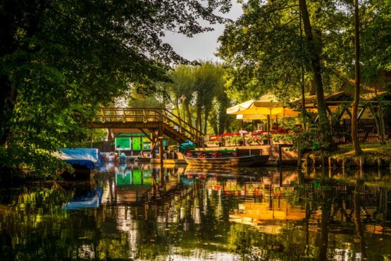 Brücke, Boote im Spreewald