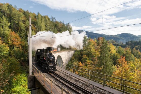 Dampfzug im Herbst auf der Mariazellerbahn