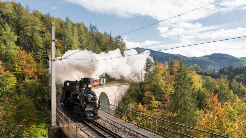 Dampfzug im Herbst auf der Mariazellerbahn
