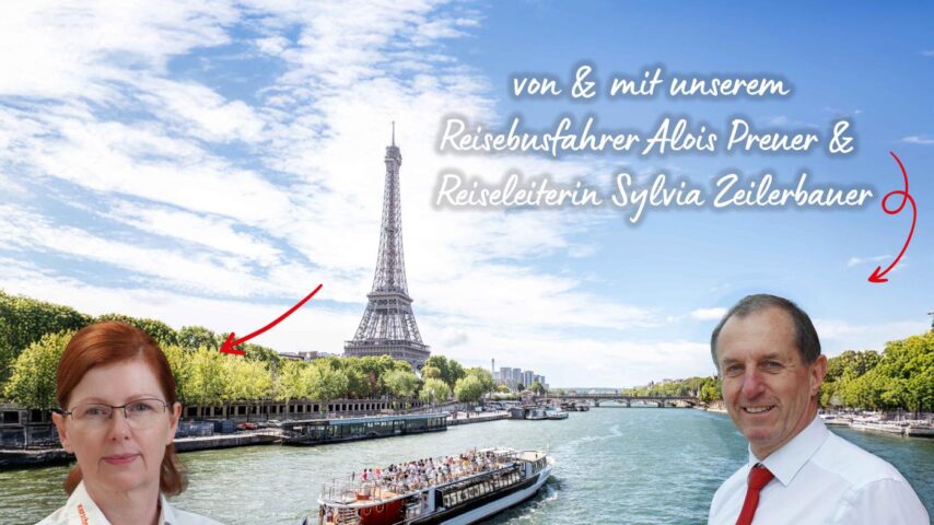 Reiseleiterin Sylvia Zeilerbauer & Reisebusfahrer Alois Preuer begleiten die Reise