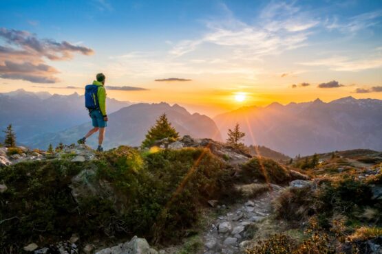 Wanderer, Sonnenuntergang, Montafon