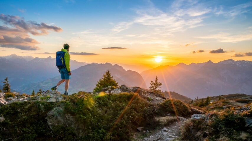 Wanderer, Sonnenuntergang, Montafon